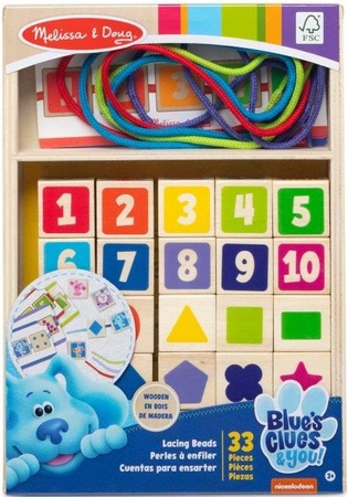 Zestaw drewnianych koralików do nawlekania sznurowanki Blue’s Clues & You 33046 Melissa & Doug