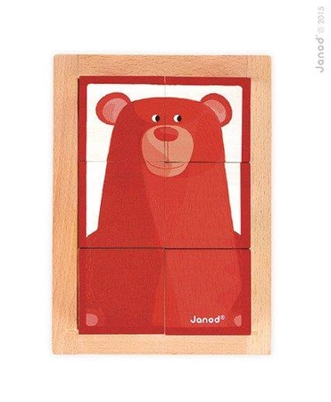 Klocki drewniane 6 elementów puzzle Baby Forest, Janod