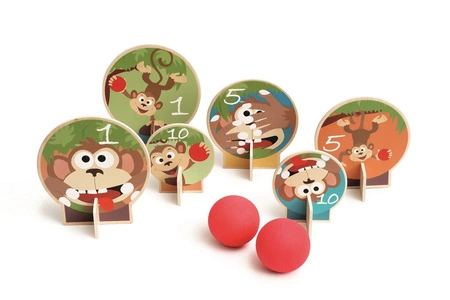 SCRATCH, drewniana gra zręcznościowa Rzut do celu piłkami - Małpki