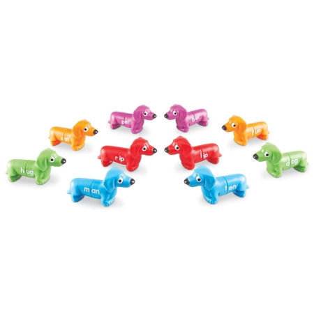 Figurki do nauki liter i poznawania kolorów, Pieski, Zestaw 10 szt. - Snap & Learn