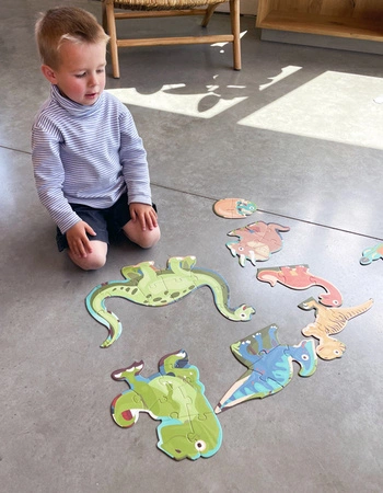 Scratch, 2 w 1 Puzzle podłogowe i pierwsze puzzle - Dinozaury 80 el.