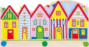 Wieszak do pokoju dziecka, Kolorowe domki, 60844-goki, dekoracje drewniane