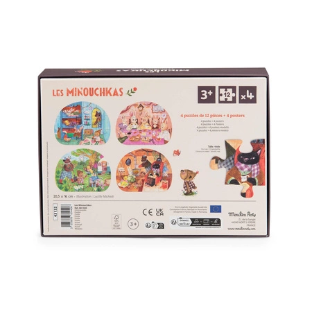 Puzzle LES MINOUCHKAS 4 x 12 elementów 681440