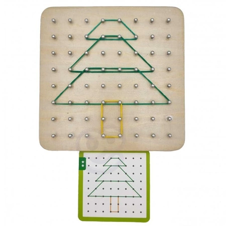 TOOKY TOY Drewniana Układanka Geoplan na Gumki Kształty Kontury 69 el.
