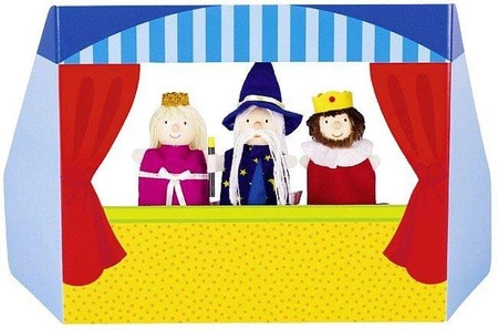 Mały teatrzyk kukiełkowy z księżniczką, królewiczem i czarodziejem, 51592-goki, zabawki kreatywne