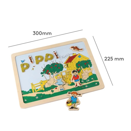 Dwustronna magnetyczna tablica literki i obrazki, edukacyjna zabawka, Pippi