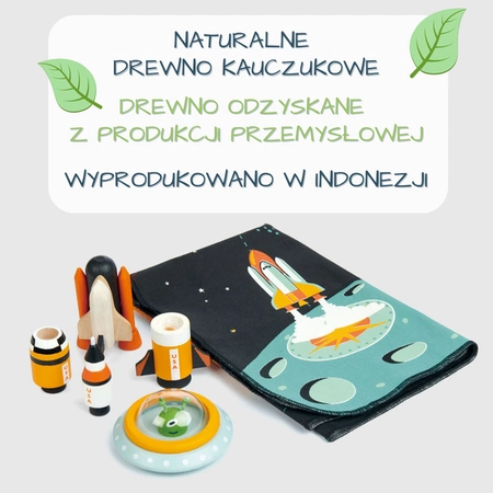 Mata z kosmicznymi, drewnianymi elementami - Przygoda w Kosmosie, Tender Leaf Toys
