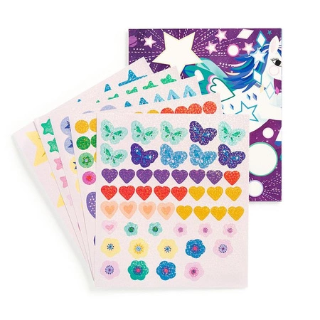 Mudpuppy Zestaw do wyklejania Naklejki holograficzne 200+ szt. z plakatem Magiczne jedronożce 4+