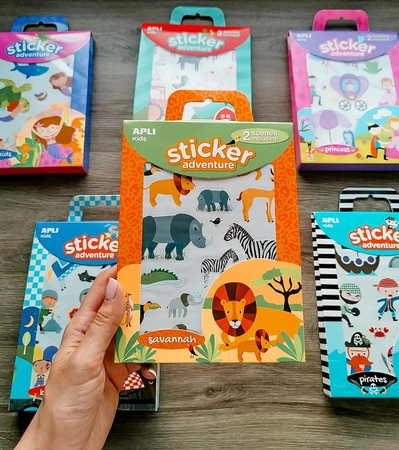 Zestaw naklejek z 2 planszami Apli Kids - Sawanna
