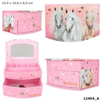 Szkatułka na biżuterię Miss Melody z lusterkiem i szufladką 12404A