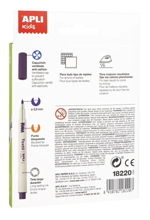 Flamastry tekstylne Apli Kids - 10 kolorów