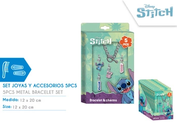 Zestaw metalowa bransoletka z zawieszkami Stitch 5 elementów ST00099