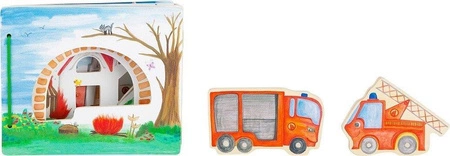 Drewniana książka dla dzieci z figurkami Straż pożarna 12040-SFD-Small Foot Design, zabawki edukacyjne