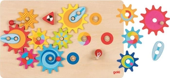 Drewniane koła zębate Kolorowa maszyna 58782- Goki, gratka dla trzylatka