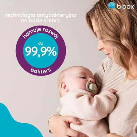 Smoczek dla noworodka i niemowlaka 2 szt.– symetryczny smoczek silikonowy 0 – 6 mies., szałwia/wanilia, b.box
