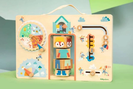 Lilliputiens Drewniana tablica manipulacyjna walizka "Ubranie na każdą pogodę" Lisiczka Alice 2 lata +
