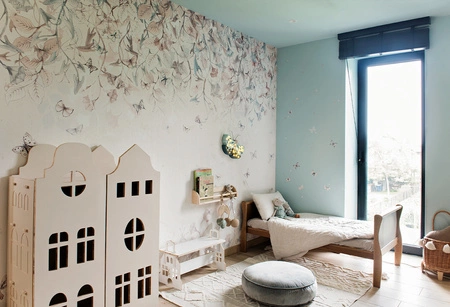 BUTTERFLIES Mint - Tapeta W Motyle I Kwiaty Malumi