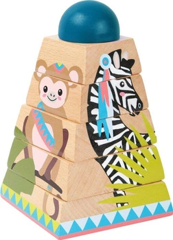 Obracane drewniane klocki Dzikie zwierzęta, 11090- Small foot, układanki dla dzieci