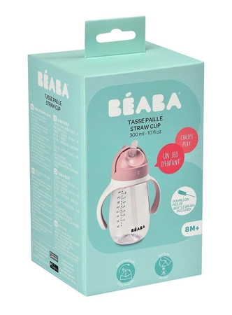 Beaba Bidon niekapek ze słomką tritanowy 300 ml old pink