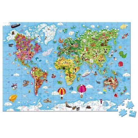 Puzzle w walizce Ogromna mapa świata 300 elementów 7+, Janod