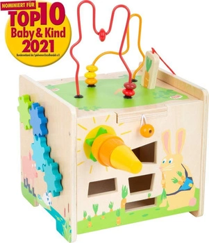 Drewniana kostka edukacyjna Królik z marchewką 11732- Small Foot, zabawki motoryczne