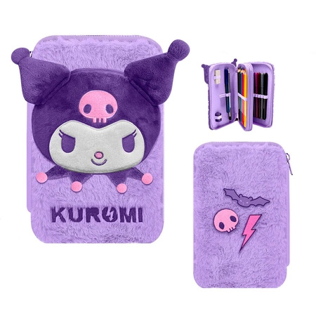 Piórnik 2-dwukomorowy z wyposażeniem pluszowy Kuromi KU00030