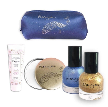 Kosmetyki dla dziewczynki w zestawie, granatowa saszetka | Rosajou®
