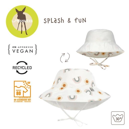 Lassig Dwustronny kapelusz przeciwsłoneczny UV80 Splash & Fun Tęcza nature, rozm. 46/49