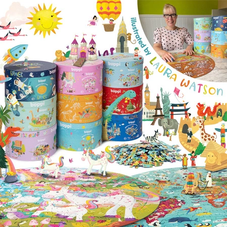 BOPPI, Puzzle okrągłe 58 cm - Jednorożce 150 elem.