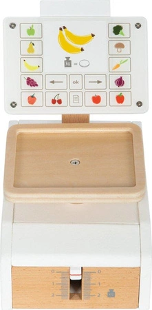 Drewniana waga sklepowa kuchenna dla dzieci Fresh Small Foot 12418 zabawa w kuchnię sklep