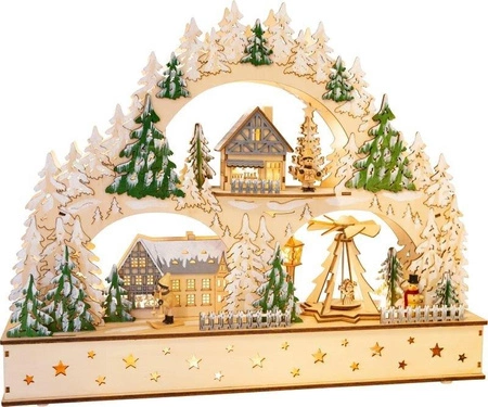 Drewniana ozdoba z światłem i dźwiękiem Zimowa wioska 11384-Smal Foot, dekoracje świąteczne