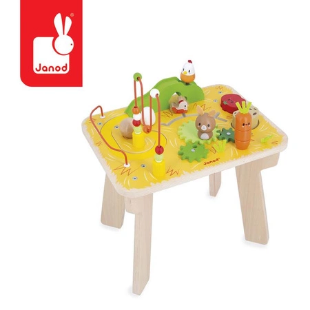 Janod Wielofunkcyjny stolik edukacyjny drewniany Farma 12m+