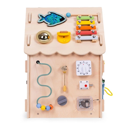 Drewniany domek manipulacyjny dla dzieci panel edukacyjny XXL 30 elementów