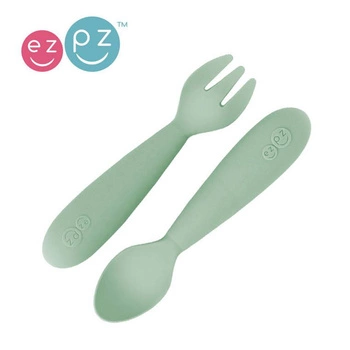 EZPZ Komplet silikonowych sztućców Mini Utensils pastelowa zieleń