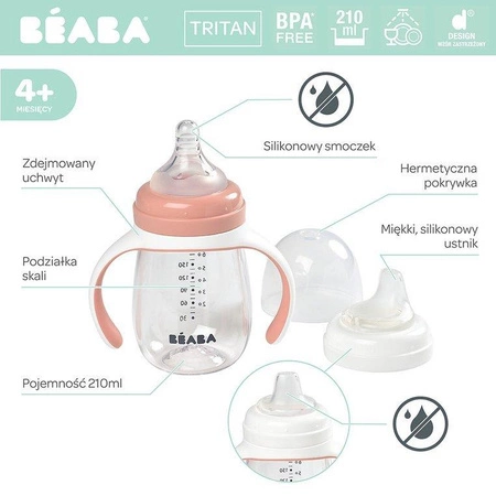 Beaba Butelka treningowa 2 w 1 tritanowa 210 ml old pink