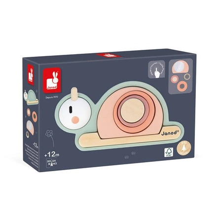 Drewniana układanka sensoryczna Ślimak Sweet Cocoon 12 m +, Janod