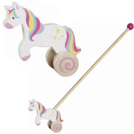 Zabawka do pchania Jednorożec 54869-goki, zabawki drewniane