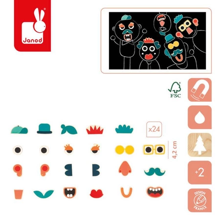 Magnesy mix and match Portrety 24 szt. 2+, Janod