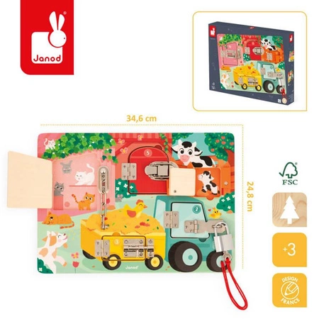 Drewniana tablica manipulacyjna Farma 3+, Janod