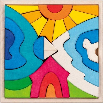 Układanka drewniana mozaika krajobraz Miś polarny Goki 58351 klocki drewniane