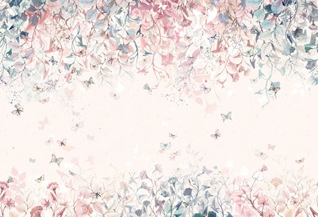 BUTTERFLIES Bubblegum - Tapeta W Motyle I Kwiaty
