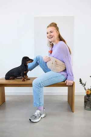 PALOPA Torebka nerka na smakołyki dla psa Emma teddy-fleece beige Edycja limitowana