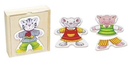 6 zwierzątek, układanka drewniana, goki