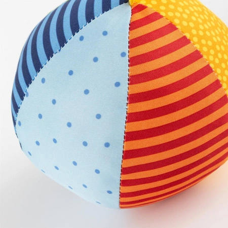 Pluszowa piłka zabawka rozwojowa w kropki i paski 11 cm grzechotka sigikid