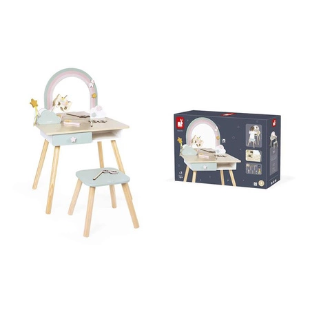 Janod Duża toaletka drewaniana z akcesoriami Jednorożec 3+