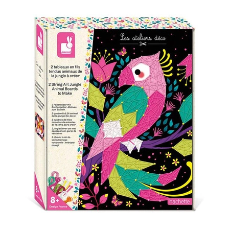 Zestaw kreatywny Przeplatanka 3D String art Zwierzęta dżungli 8+, Janod