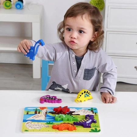 TOOKY TOY Grube Puzzle Montessori Dinozaury Dopasuj Kształty