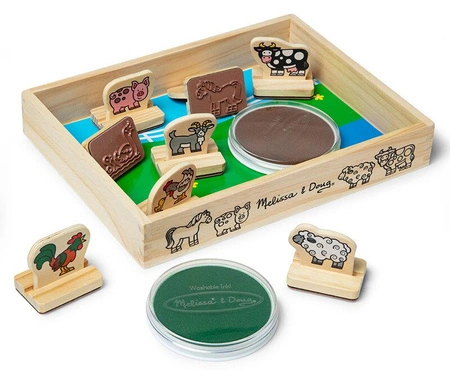 Stempelki Mój pierwszy drewniany zestaw pieczątek Zwierzęta na farmie Melissa and Doug 12390-MD