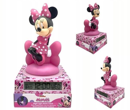 Disney Myszka Minnie lampka 3D z budzikiem