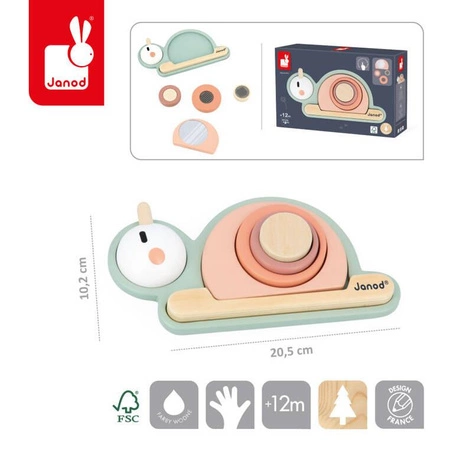Drewniana układanka sensoryczna Ślimak Sweet Cocoon 12 m +, Janod